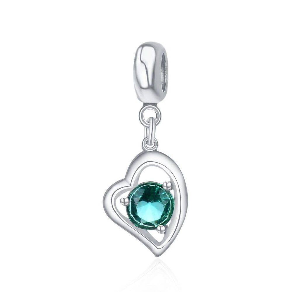 1394 1pc Real 925 Sterling Silver Love Heart Charm May Birthstone Bead